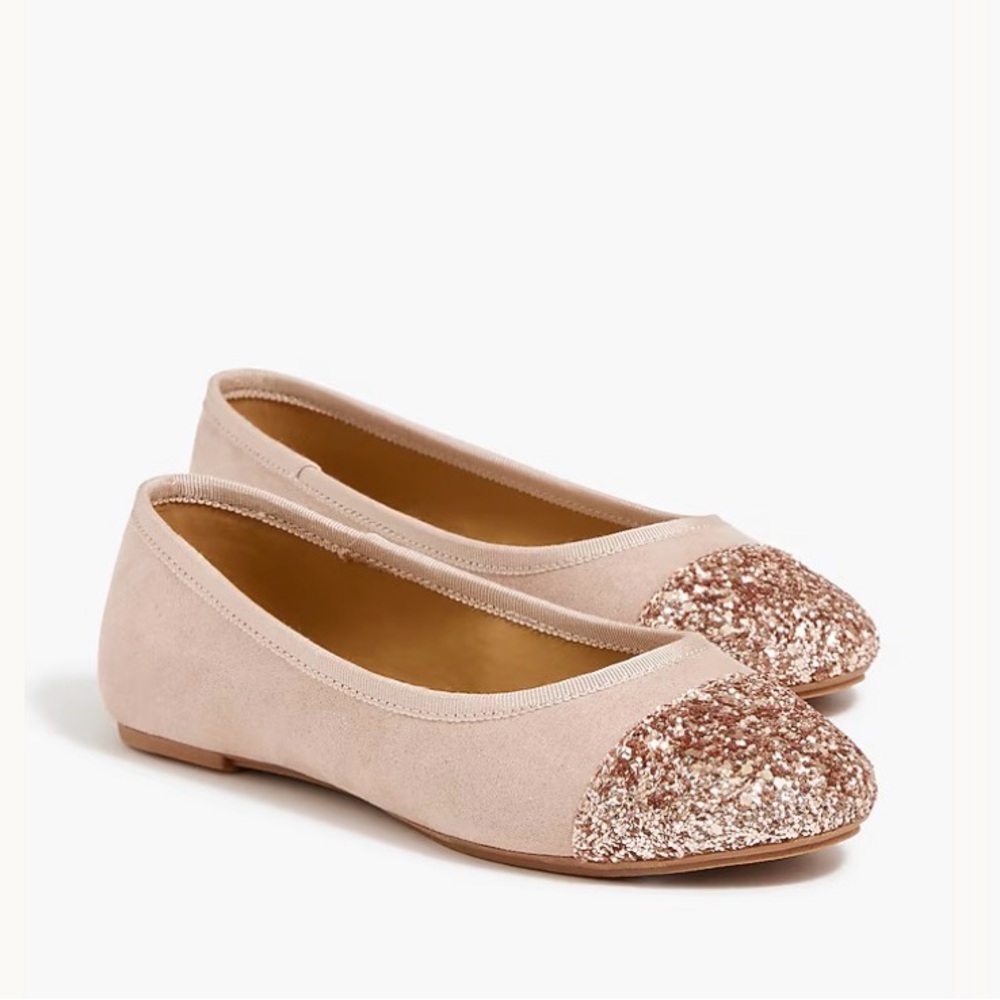 J. Crew Beige Glitter Toe Flats